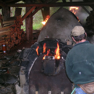 jay cooling down thefront of the kiln