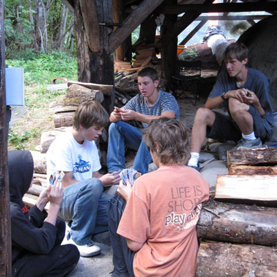 boys playing cards