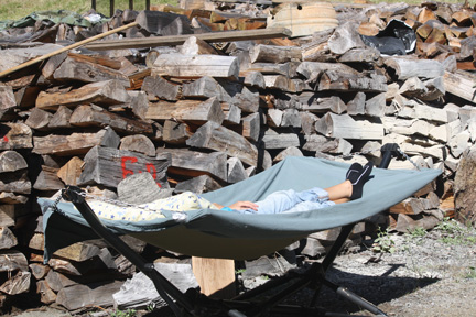 Lynda resting in hammock