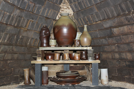 back row of pots