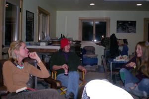 dinnertime in the studio at the Alsea Anagama kiln studio building