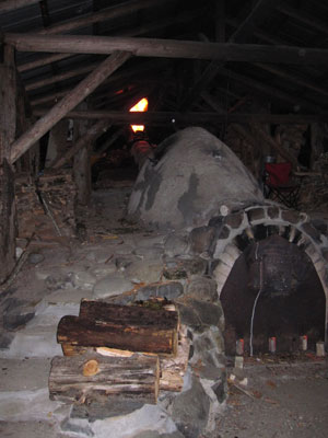 Alsea anagama kiln at night